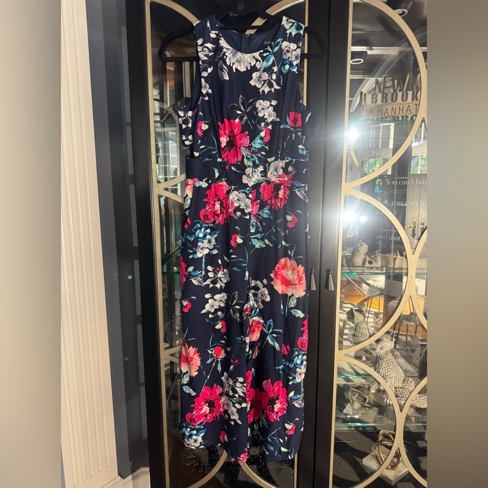 Crystal Doll Navy Jumpsuit with Pink Floral Design
